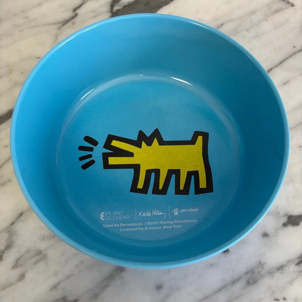 Keith Haring Dog Bowl Blue Special Edition Barking Dog Art